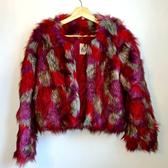 UNIF Faux Fur Jacket SZ S - Picture 3 of 7
